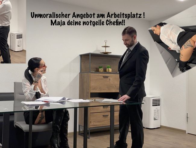 Die notgeile Chefin Maja-Bach macht ein unmoralisches Angebot am Arbeitsplatz