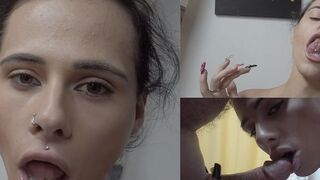 GianinaTS: 2 Mal blasen... Deepthroat + Spermafresse