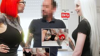 Cat-Coxx erwischt ihn mit der Putzfrau und fickt beide ab