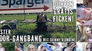Skinny Blondine lässt beim Gangbang Bauern gratis ran (Andy-Star)