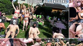 Outdoor Gangbang ohne Gummi mit den Schlampen aus der Nachbarschaft (Andy-Star)