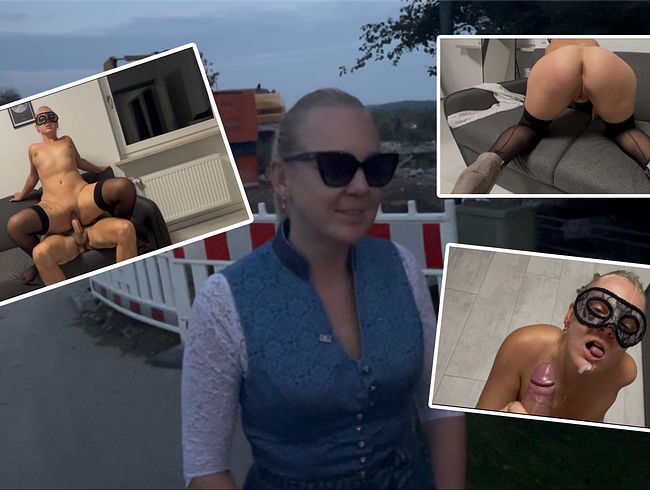 Dirndl-Schlampe germanmaskedlucie wird nach dem Oktoberfest von fremdem Lederhosen-Kerl durchgefickt