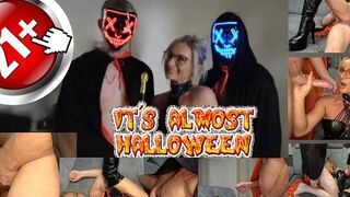 Studentin-Aneta lässt sich an Halloween von fremden Männern im Sandwich nehmen