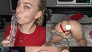 Sweetxlina: Roter Latex Tanga , Dildo und ich ????