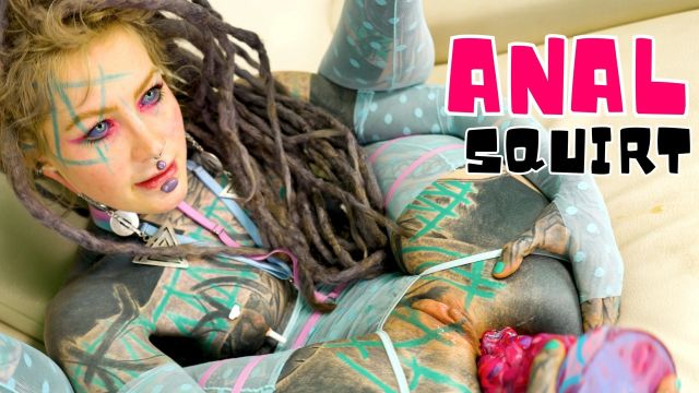 Anuskatzz: Tattoo Girl Squirt Games - ANAL gapes and prolapse and big D