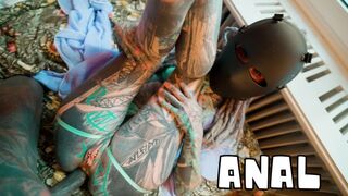 Anuskatzz: Tattooed masked girl ANAL ficken und Muschi mit Sperma bedeckt