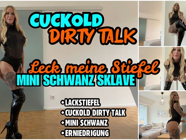 Lara CumKitten - Cuckold Schmutziges Gespräch: Lecke meine glitzernden Stiefel ab, du kleiner Schwanz Sklave