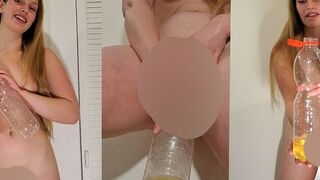 itspinkmelina pinkelt in die Flasche