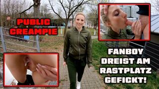HannaSecret fickt einen Fan auf einem Parkplatz