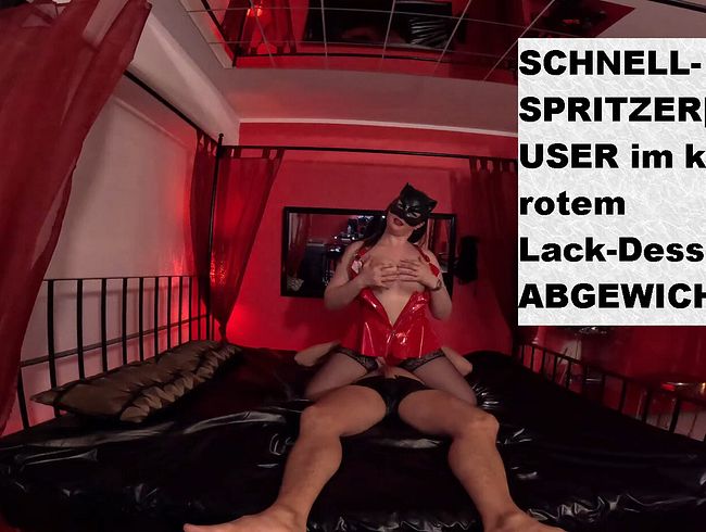 Lady in Red bringt einen Lack Fetischist zum spritzen @ Wet-Wonder
