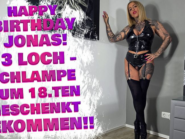 Jonas bekommt zum 18 einen 3 Loch Fick geschenkt (QueenParis)