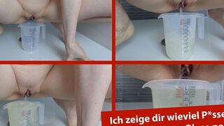 Messbecher läuft über bei GEILE-NACHBARN! Sie pisst mehr als 1 Liter
