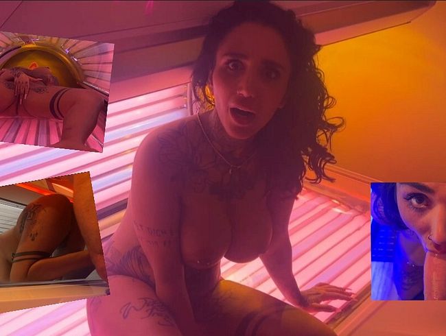 TyraRide nimmt den Schwanz vom Spanner im Solarium
